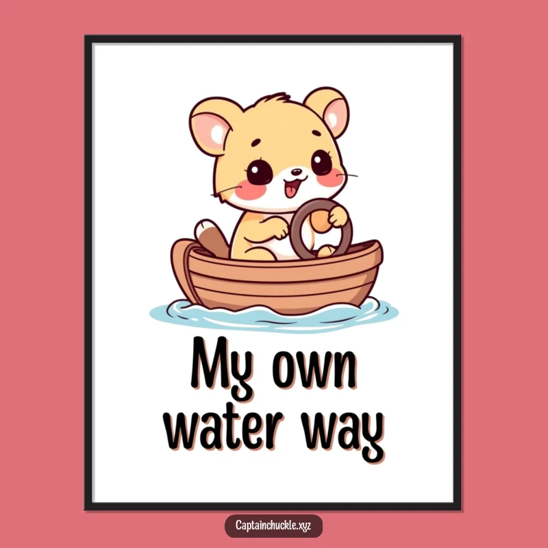 Funny Animal Sailor Digital Print: Determined Steerer, Instant Funny Gift