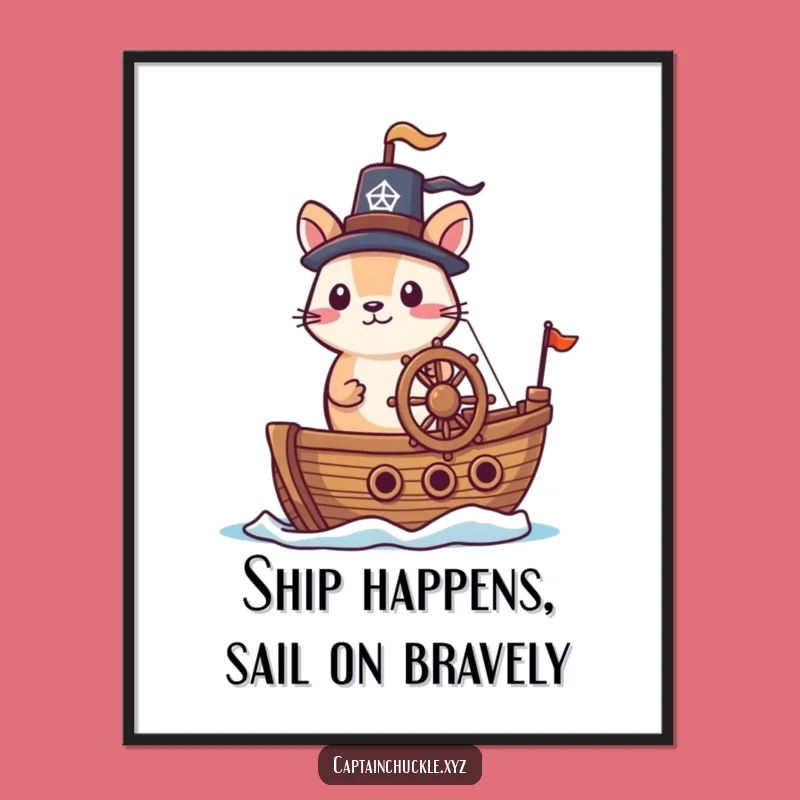 Funny Free Printable Wall Art: Brave Captain Animal, Nautical Downloadable Decor