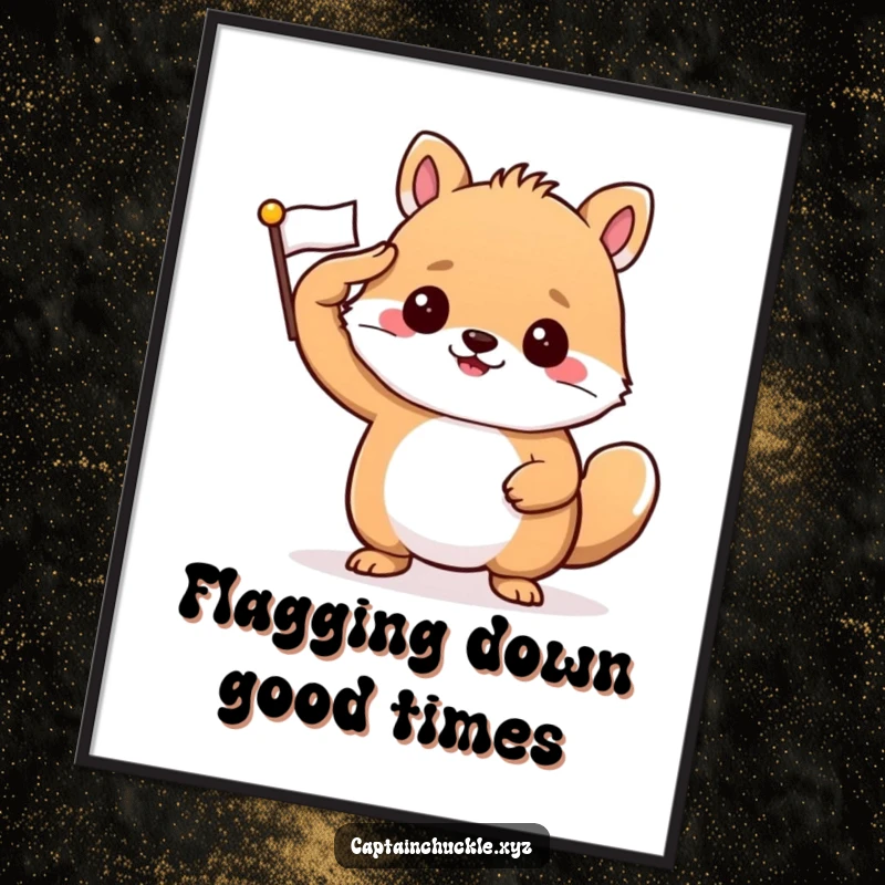 Funny Free Printable Wall Art showing a confident small animal saluting smartly with a tiny, crisp flag, exuding pride and patriotism.