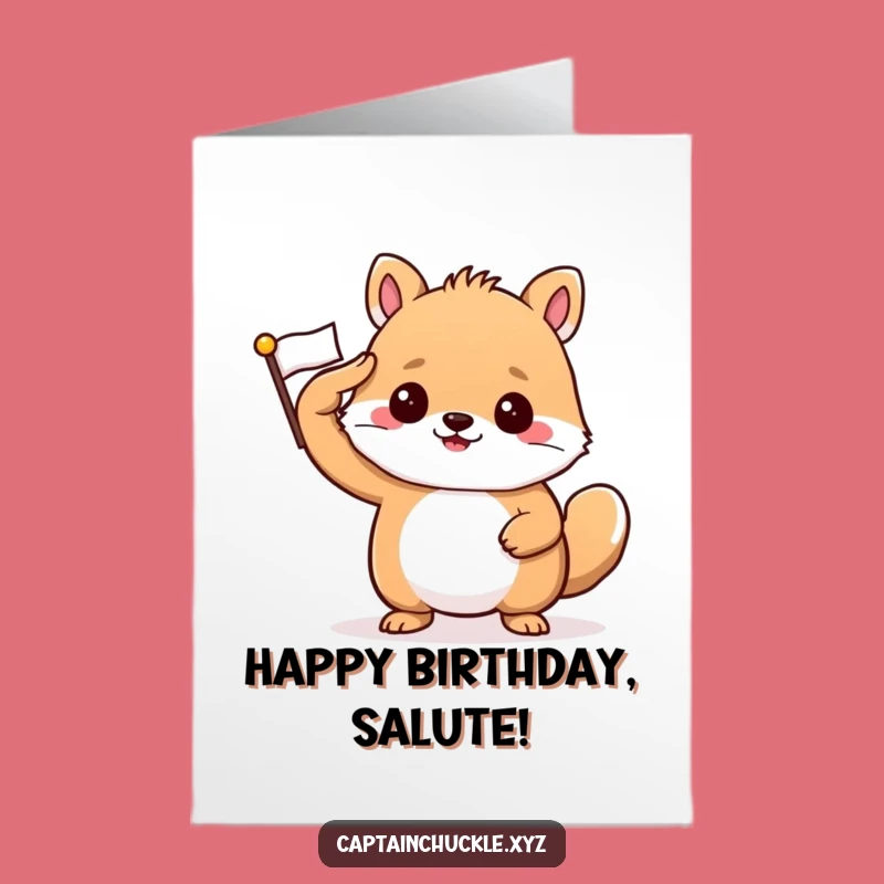 Free Printable Birthday Card Funny: Saluting Animal Flag, Proud Downloadable Gift