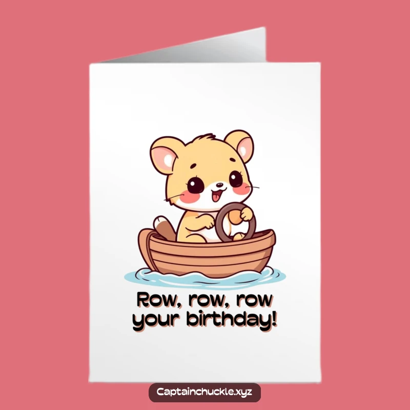 Free Printable Birthday Card: Funny Animal Rowboat Captain, Hilarious Downloadable Greeting
