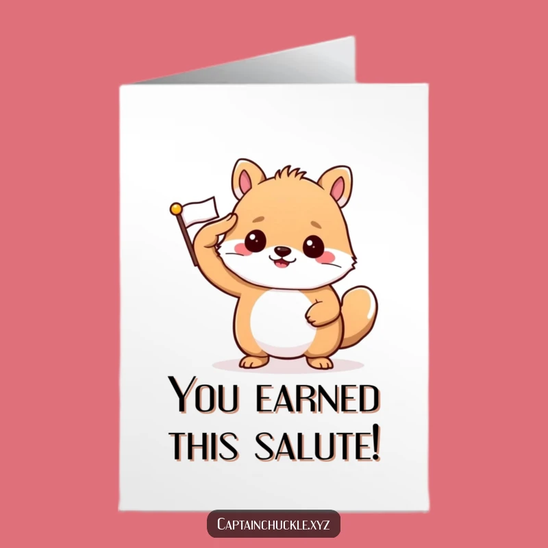 Free Printable Congrats Card Funny: Saluting Animal, Victory Downloadable Gift