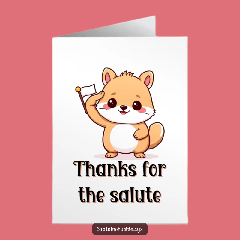Free Printable Thank You Card Funny: Saluting Animal, Grateful Downloadable Gift