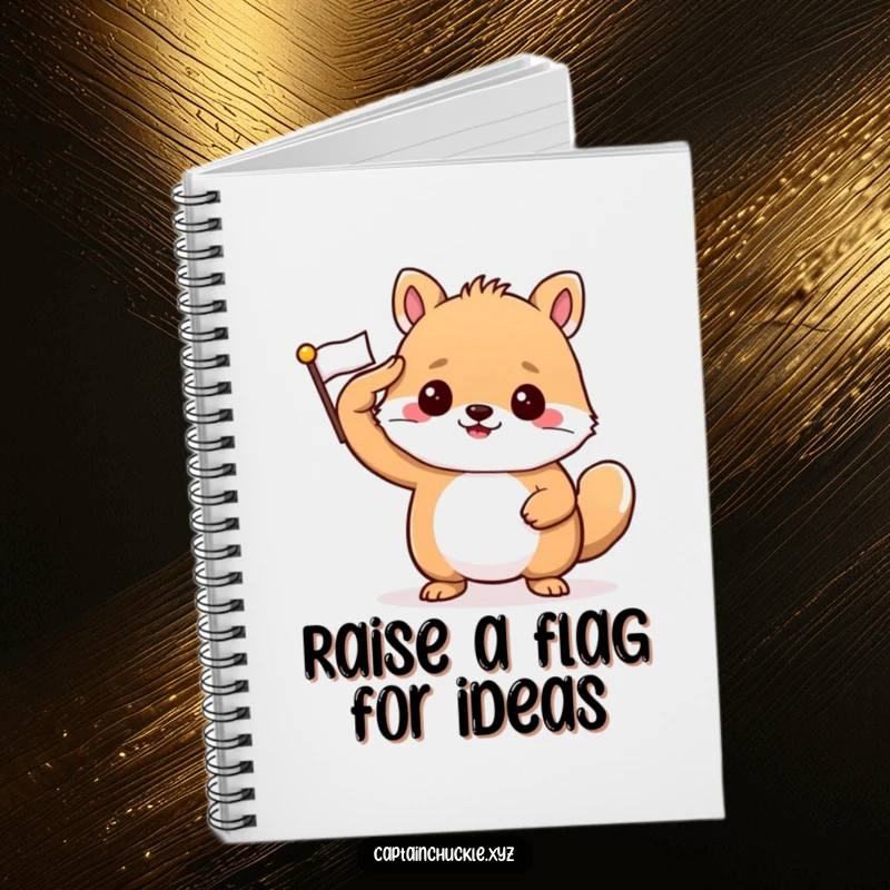 Funny notebook cover with a confident small animal saluting a tiny, crisp flag, perfect for patriotic journaling.